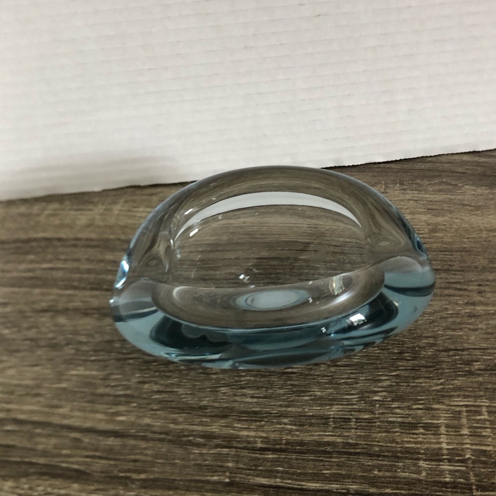 Vtg Holmegaard Blue Glass Ashtray